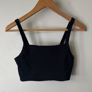 Aerie Black Ribbed Crop Top Sports Bra